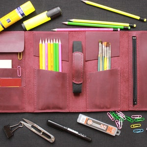 Leder-Bleistift-Rolle - Geschenke für Maler, Werkzeugrolle, Bleistift-Etui, Künstler Rolle, personalisierte Werkzeuge rollen, Pinsel Fall, Künstler rollen