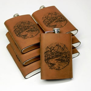 Personalized Leather Flask, Groomsmen Flask, Engraved Flask, Hip Flask, Custom Flask, Monogrammed Flask, Flask for Groomsmen,Groomsman Flask