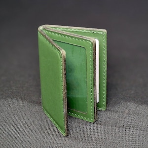 Estuche para tarjeta de identificación, portatarjetas de identificación de cuero personalizado con ventana de identificación, billetera de bolsillo frontal de cuero, billetera minimalista, portatarjetas de cuero