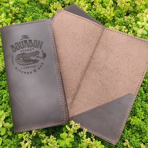 Custom Leather Check Presenter – Crazy Horse Guest Check Wallet with Logo | Personalized Restaurant Bill Holder & Server Book for Cafe  Bar