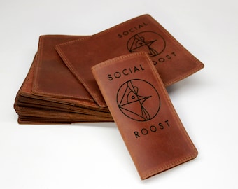 Leather Restaurant Check Presenter – Custom Logo Bill & Guest Check Holder | Crazy Horse Personalized Server Book, Custom Bill Holders