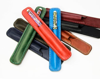 Personalized Leather Pen Sleeve, Custom Engraved Protector