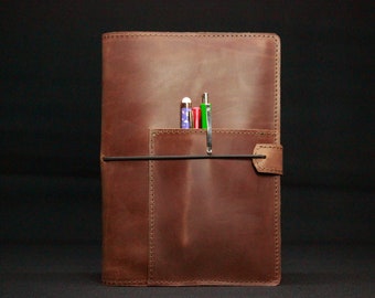 Leather A5 Notebook Cover with Pen Holder Loop for Journal Sketchbook Moleskine Hobonichi