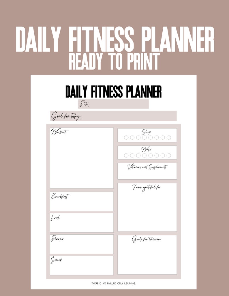 Daily Fitness Planner, Printable Fitness Planner, Digital Planner Etsy