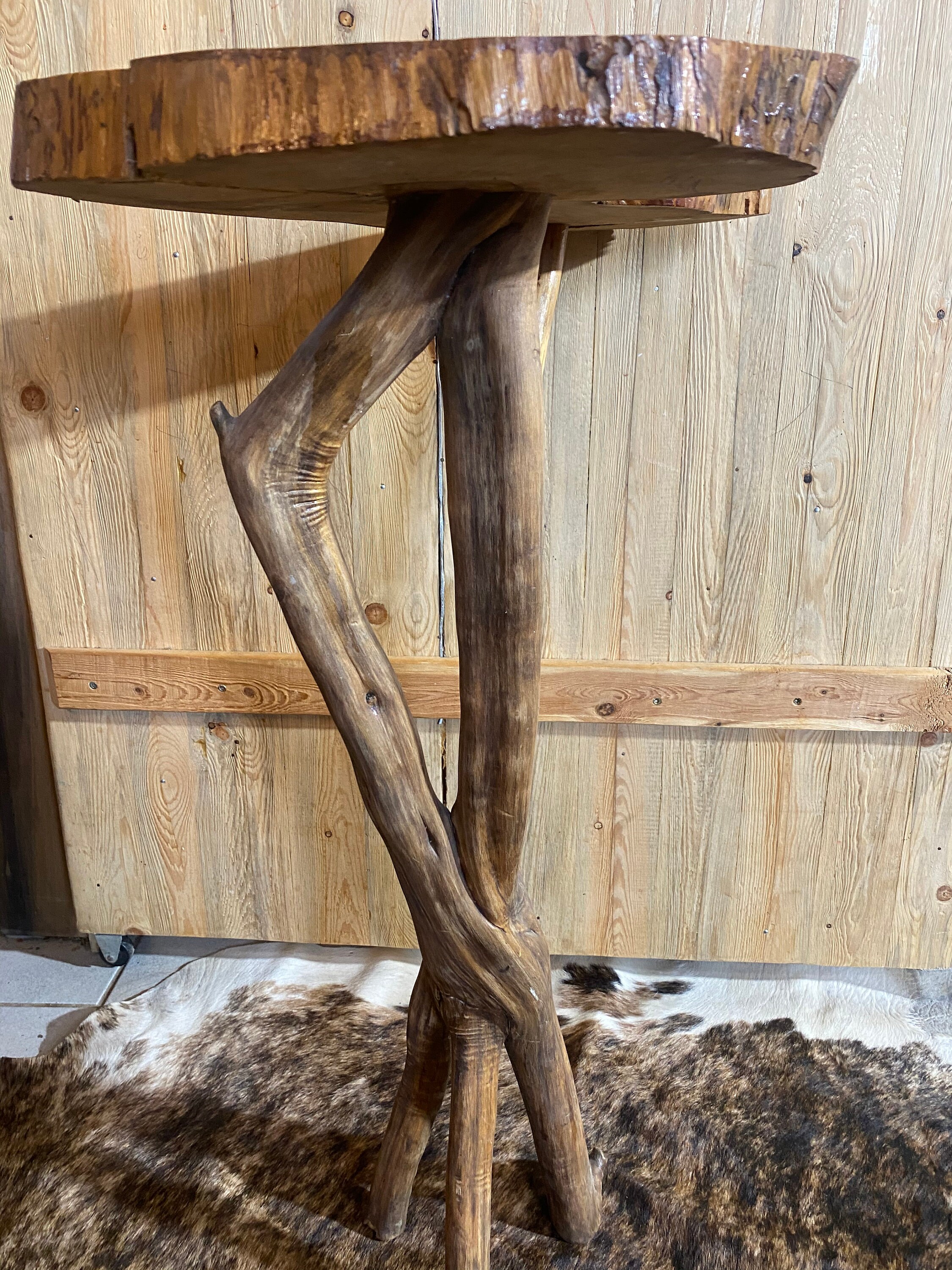 One of a kind live edge rustic pecan wood table Etsy