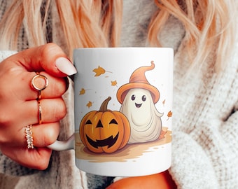 Ghost Pumpkin Mug, Halloween Coffee Mugs, Cute Fall Cup, Autumn Decor, Gift For Her, Housewarm Gifts, Cocoa, Cottage Cor, Pumpkin Spice