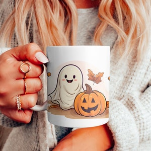 Ghost Pumpkin Mug, Halloween Coffee Cup, Cute Fall Mugs, Autumn Gift For Her, Cocoa, Cottage Cor Decore, Pumpkin Spice, Housewarm Cups