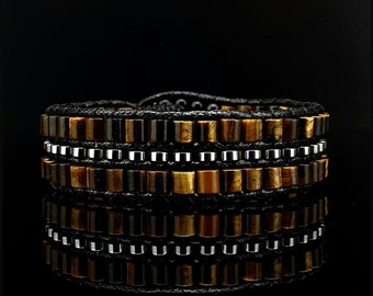 Tiger's Eye Special Design Bracelet with Hematite, Natural Gemstone Wristlet, Bracelet For Men, Women Bracelet, Tiger Eye Beaded Bracelet