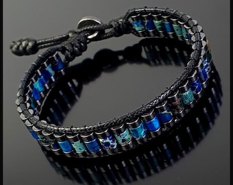 High Grade Blue Turquoise Special Design Bracelet with Hematite, Valentine's Gifts for Men and Women, High-end Turquoise Jewelry Souvenir