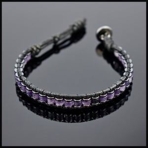 Amethist armband, hematiet edelsteen, slank design schoudertasje, paars accessoire, stijlvolle sieraden, cadeaus voor mannen, vrouwen, jubileumcadeau