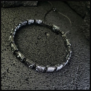 Spotted Hematite Macrame Bracelet: Adjustable Gemstone Wristlet