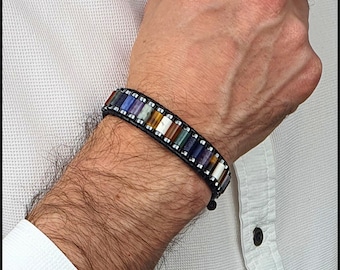 Mix Gemstone Bracelet: Tiger's Eye, Amethyst, Agate, Hematite