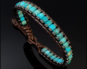 High Grade Turquoise Special Design Bracelet with Hematite, Natural Gemstone Jewelry, High-end Turquoise Jewelry Souvenir