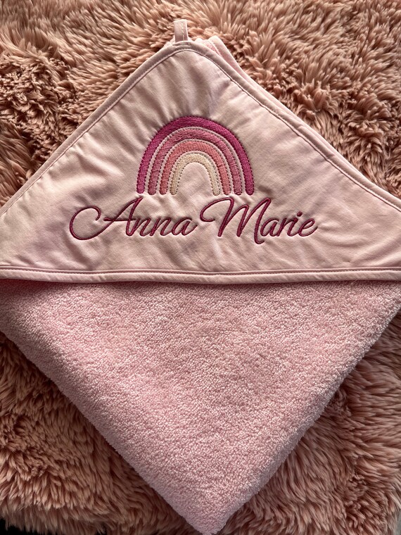 Hooded Towel Embroidered 100 Cm Rainbow Bath Towel With Etsy