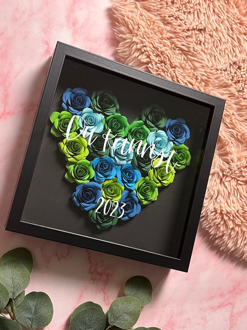 Rose Frame Paper Flower Frames Paper Flowers in 3D Frames Etsy