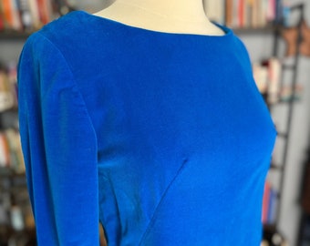 1970s Blue Crush Velvet Cocktail Dress