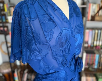 1980s Blue Bombshell Miss Elliette California Dress