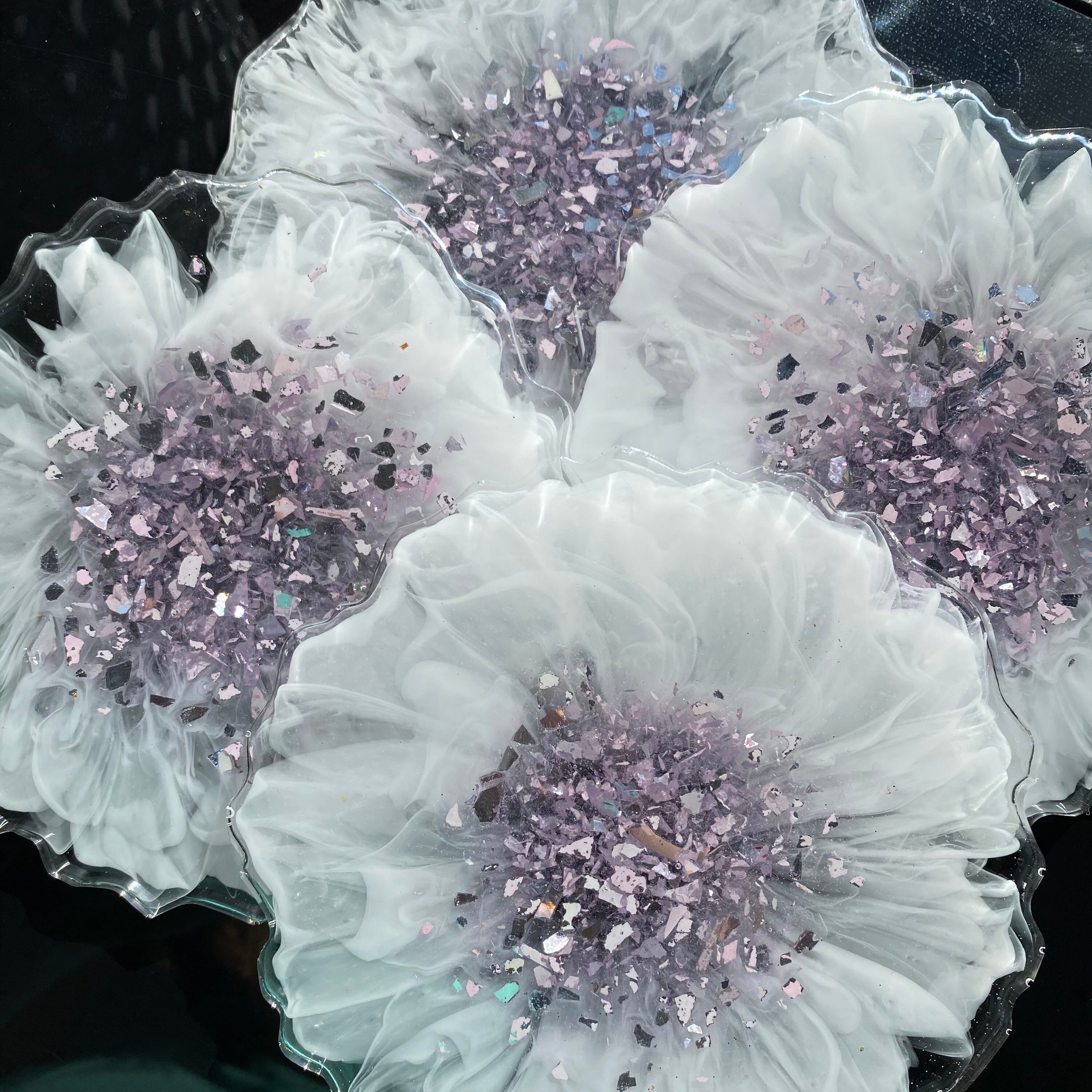 CUSTOM Geode oder Sechseck Schimmer Harz Untersetzer-Set von | Etsy