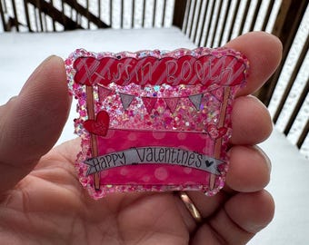 Porta credencial con purpurina para San Valentín, porta credencial de Cupido, enfermera y profesor, porta credencial para San Valentín, regalo para San Valentín, porta credencial