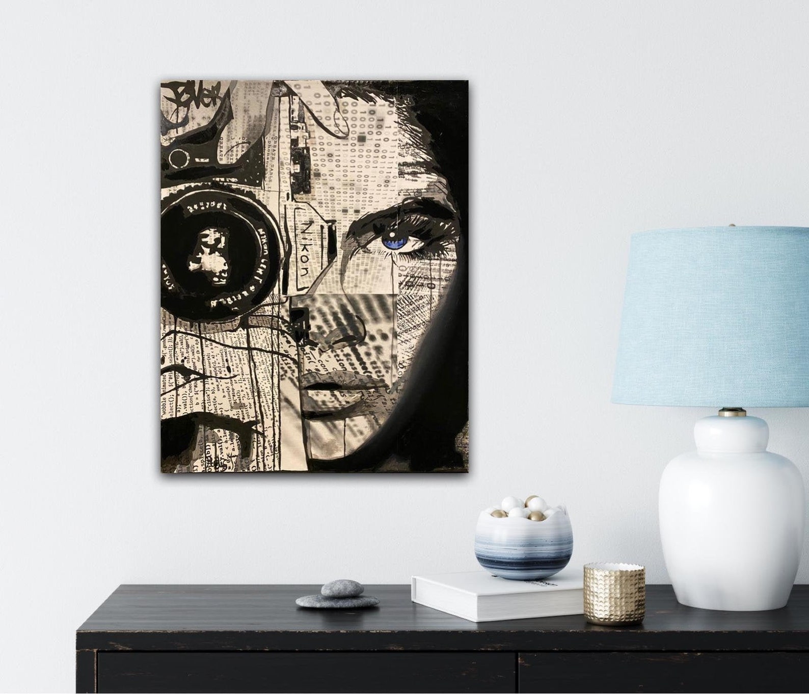 Original Oil Painting on Canvas Newspaper Art Abstract Etsy