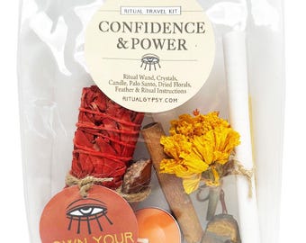 Kit de rituales para la confianza y el poder: salvia dragón, cornalina, palo santo (para viajes)