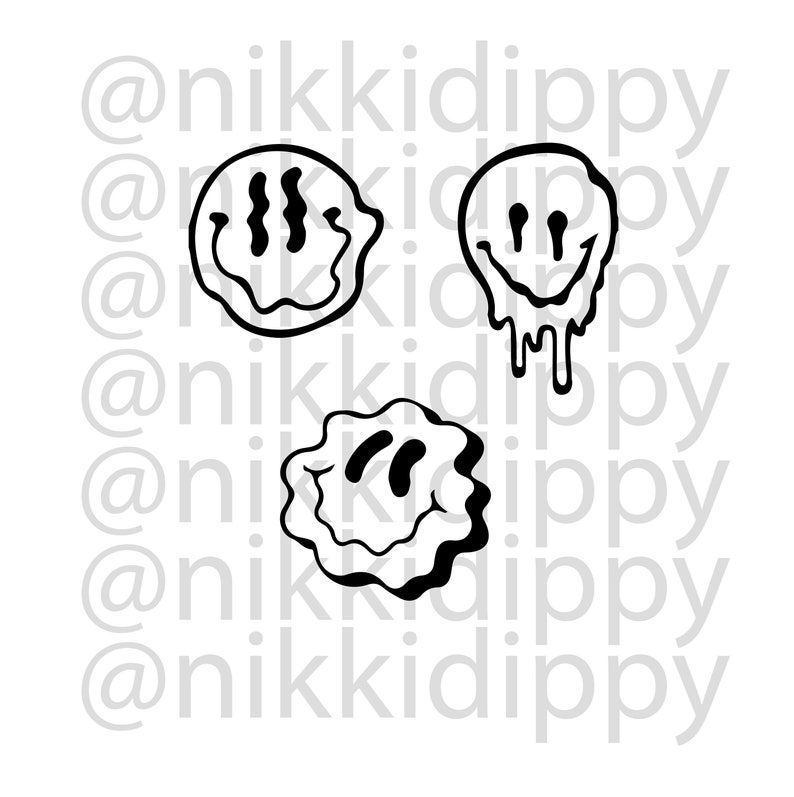 Download Melted Smiley SVG Bundle Smiley Face Drip Digital Download ...