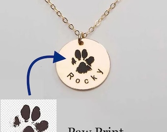 Paw Print Necklace,Pet Lover gift,Memorial Gift,Name necklace.