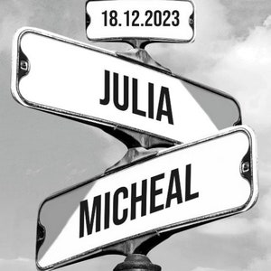 Letrero de calle personalizado para pareja, regalo de boda único para un amigo, letrero de calle personalizado para pareja, impresión de nombre de pareja, regalo de Navidad