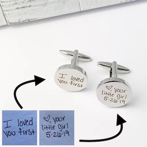 Custom cufflinks,Handwriting Cufflinks,Wedding gift for husband,Personalized cufflinks for him.