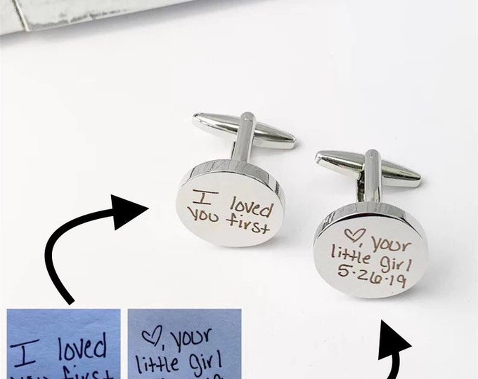 Custom cufflinks,Handwriting Cufflinks,Wedding gift for husband,Personalized cufflinks for him.