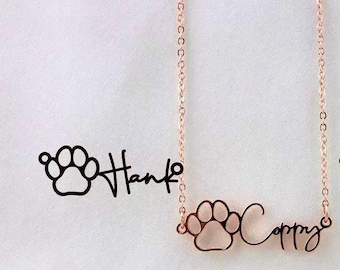 Custom Dog Paw Necklace with name, Personalized Animal Pet Memorial Gift,Custom Jewelry,Dog lover gift.