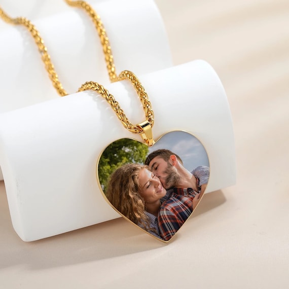 Ciondolo con foto a forma di cuore, collana personalizzata - Italia
