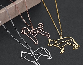 Custom Dog Necklace with Name,Animal Pet Memorial Gift,Dog Breed Silhouette Necklace,Pet Loss Gift.