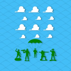 Cloud svg, green army men svg, Toy Army Soldiers and Clouds Svg, Soldiers Decal, SVG, PNG, DXF