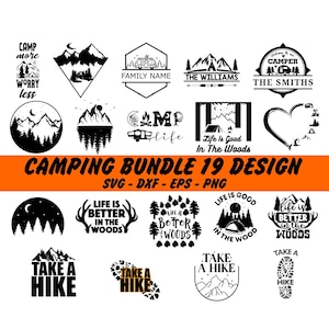 Pacchetto SVG da campeggio, Camp Life SVG, Divertente campeggio Svg, Fai un'escursione in formato Svg, Camper Svg, Camping Svg, Campo familiare in formato SVG, Camping Monogram in formato SVG