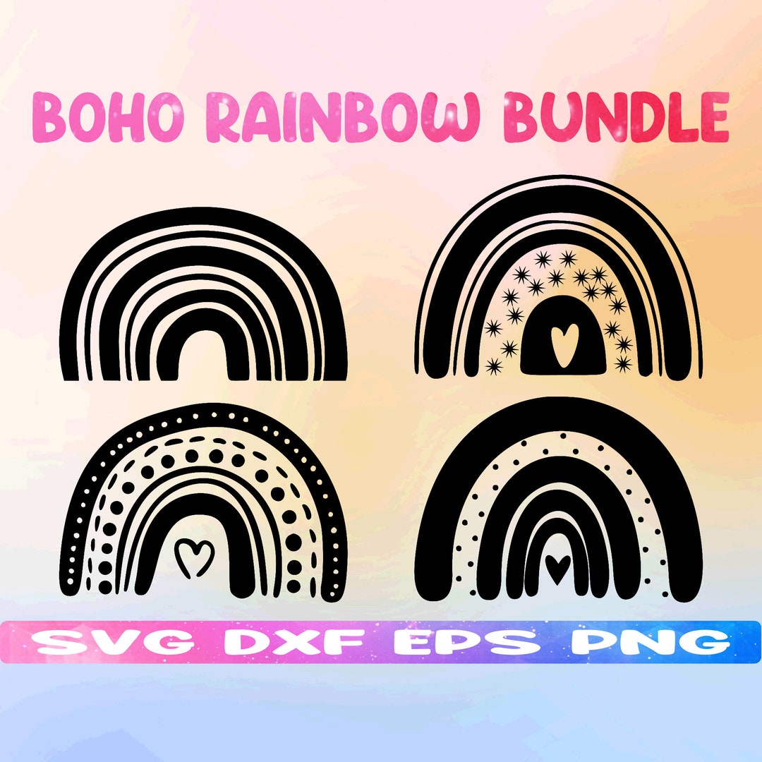 Boho Rainbow Svg Bundle , Rainbow Svg , Hand Drawn Rainbow SVG, Pastel ...