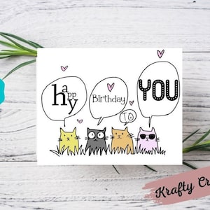 Birthday Card Printable,Funny Birthday Card,Funny cat card,cat lady birthday Card.