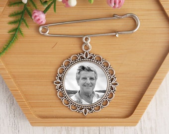 Memorial Photo Bouquet Charm, Groom Lapel Pin, Wedding Keepsake