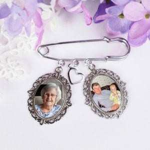 Groom&#39;s Memorial Pin,  Bouquet Charm, In Memory Photo Lapel Pin, Boutonniere memorial charm, Bridal Bouquet Pin, Shop Canada