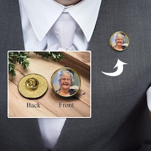Groom&#39;s Memorial Pin,  Bouquet Charm, In Memory Photo Lapel Pin, Boutonniere memorial charm, Bridal Bouquet Pin, Shop Canada