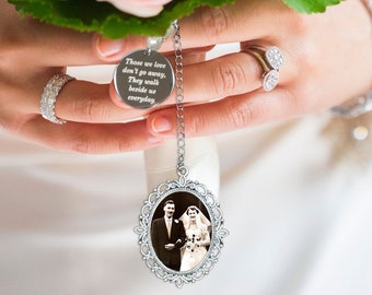 Memorial Bridal Bouquet Charm, Double sided Photo Charms,  Oval Wedding Memorial Keepsake, Flower Bouquet Photo Charm