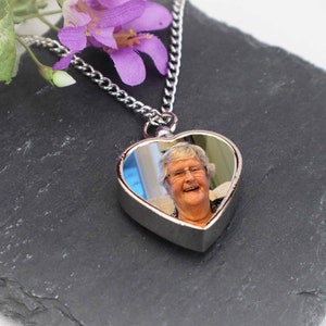 Personalized cremation urn necklace, Photo memorial ashes pendant locket, photo urn for ashes, free shipping,