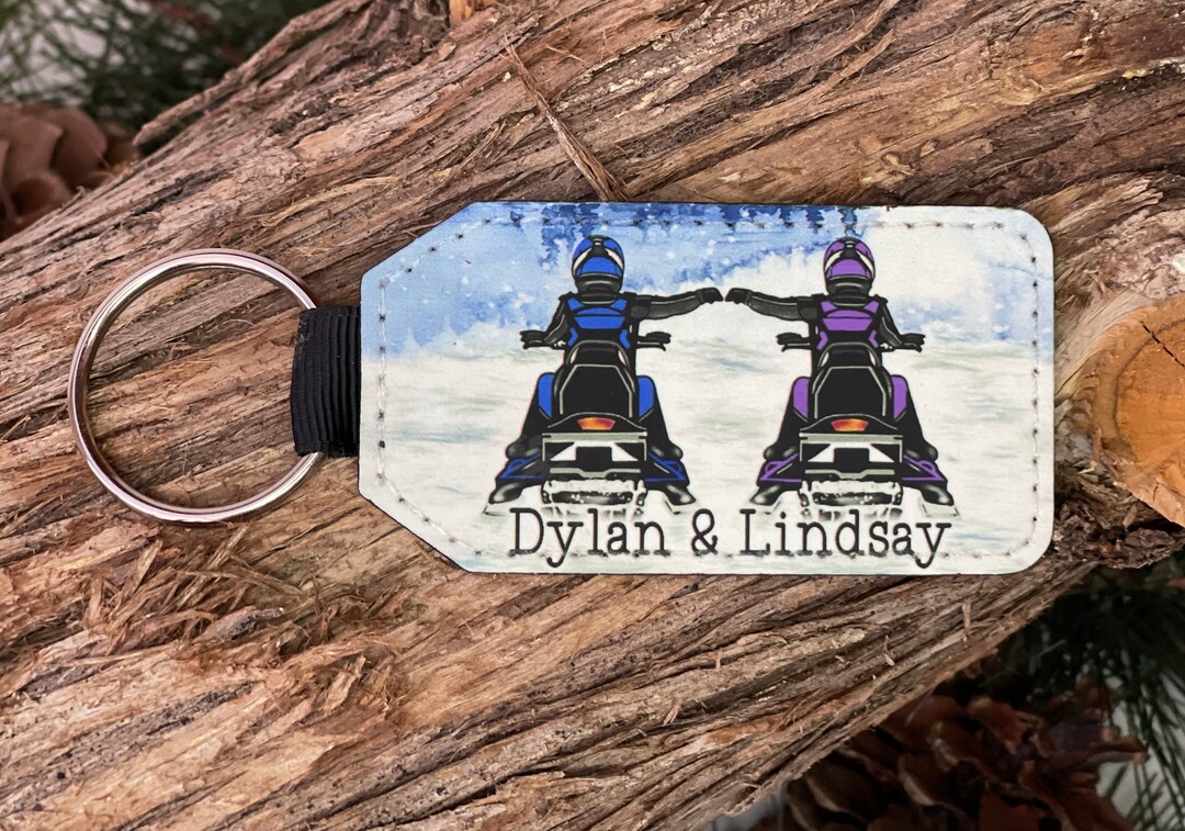 Snowmobile Couple Keychain, Custom Keychain, Personalized Keychain