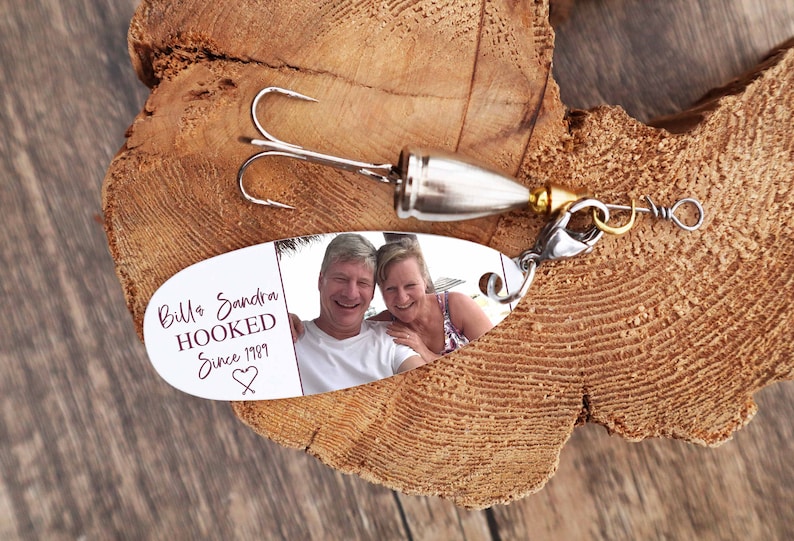 Personalized Fishing Lure, Custom Fishing Lures are a unique anniversary gift for parents and couples who love to fish, image 1