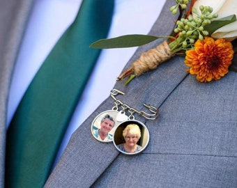 Boutonniere In Loving Memory Photo Lapel Pins For Wedding Ceremony