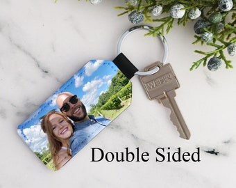 Custom Photo Keychain for women or men, Double sided Personalized keychain, Colourful printed leather keychain, Custom logo keychain