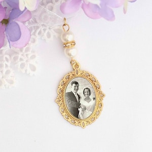 Memorial Bridal Bouquet Charm, Something Blue Bouquet  Charms,  Oval Wedding Memorial Keepsake, Flower Bouquet Photo Charm, Shop Canada