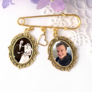 Groom&#39;s Memorial Pin,  Bouquet Charm, In Memory Photo Lapel Pin, Boutonniere memorial charm, Bridal Bouquet Pin, Shop Canada