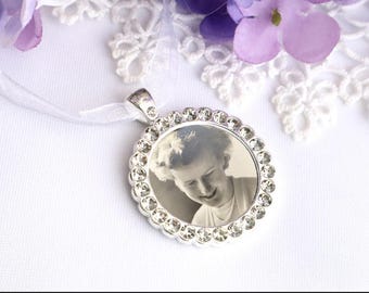 Memorial Bridal Bouquet Charm, Silver Bouquet  Charms,  Elegant Wedding Memorial Keepsake, Flower Bouquet Photo Charm, Shop Canada