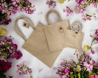 Jute bag / jute boutique shopper / with desired print